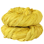 Knitsilk Recycled Sari Silk Ribbon Yarn – Super Bulky | Yellow | Crochet, Knitting, Embroidery & Jewelry Making | 100g / 30 Yards