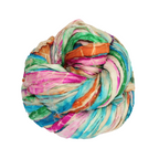 Knitsilk Recycled Shibori Sari Silk Ribbon Yarn – Super Bulky | Multicolor | Crochet, Knitting, Embroidery & Jewelry Making | 100g / 30 Yards