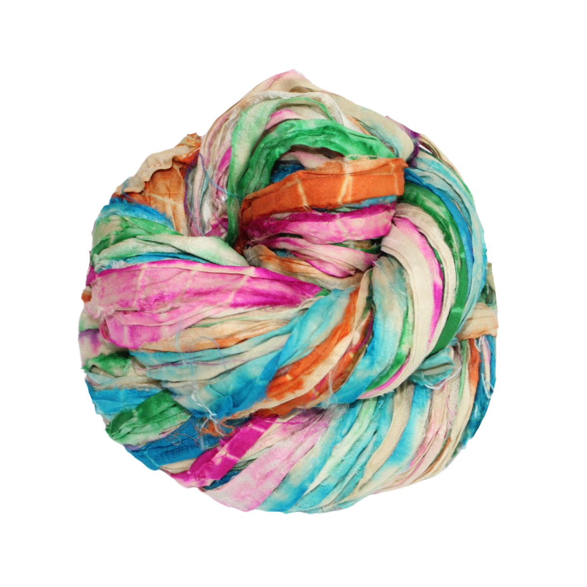 Knitsilk Recycled Shibori Sari Silk Ribbon Yarn – Super Bulky | Multicolor | Crochet, Knitting, Embroidery & Jewelry Making | 100g / 30 Yards
