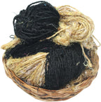 Knitsilk Handspun Recycled Sari Silk Yarn – Black & Grey Combo | 100g x 2 | 50-70 Yards/Ball | Eco-Friendly Bulky Yarn for Knitting, Crocheting & Weaving