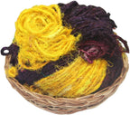 Knitsilk Handspun Recycled Sari Silk Yarn – Brown & Yellow Combo | 100g x 2 | 50-70 Yards/Ball | Eco-Friendly Bulky Yarn for Knitting, Crocheting & Weaving