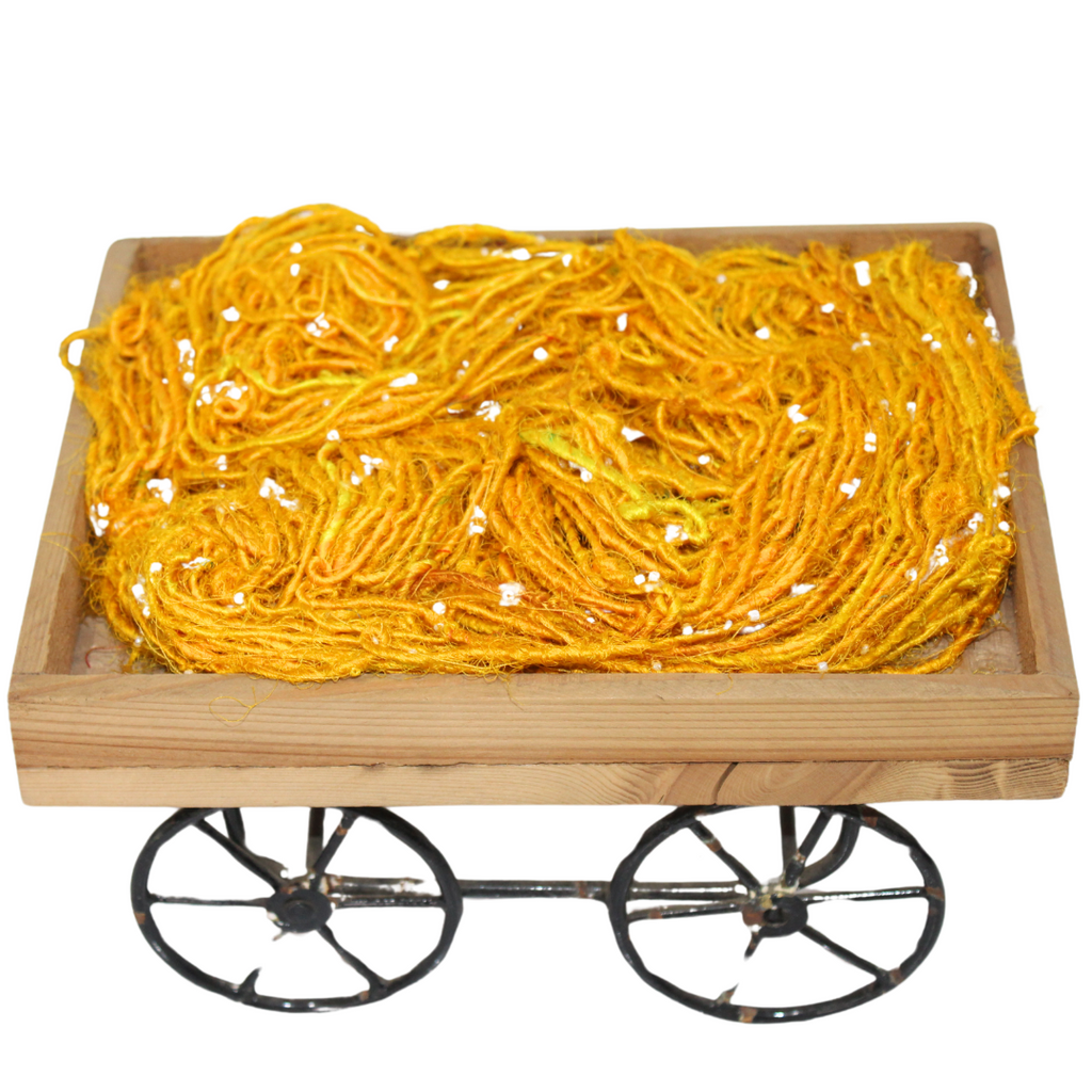 Knitsilk Recycled Sari Silk Beads Yarn – Yellow| 100g, 80+ Yards