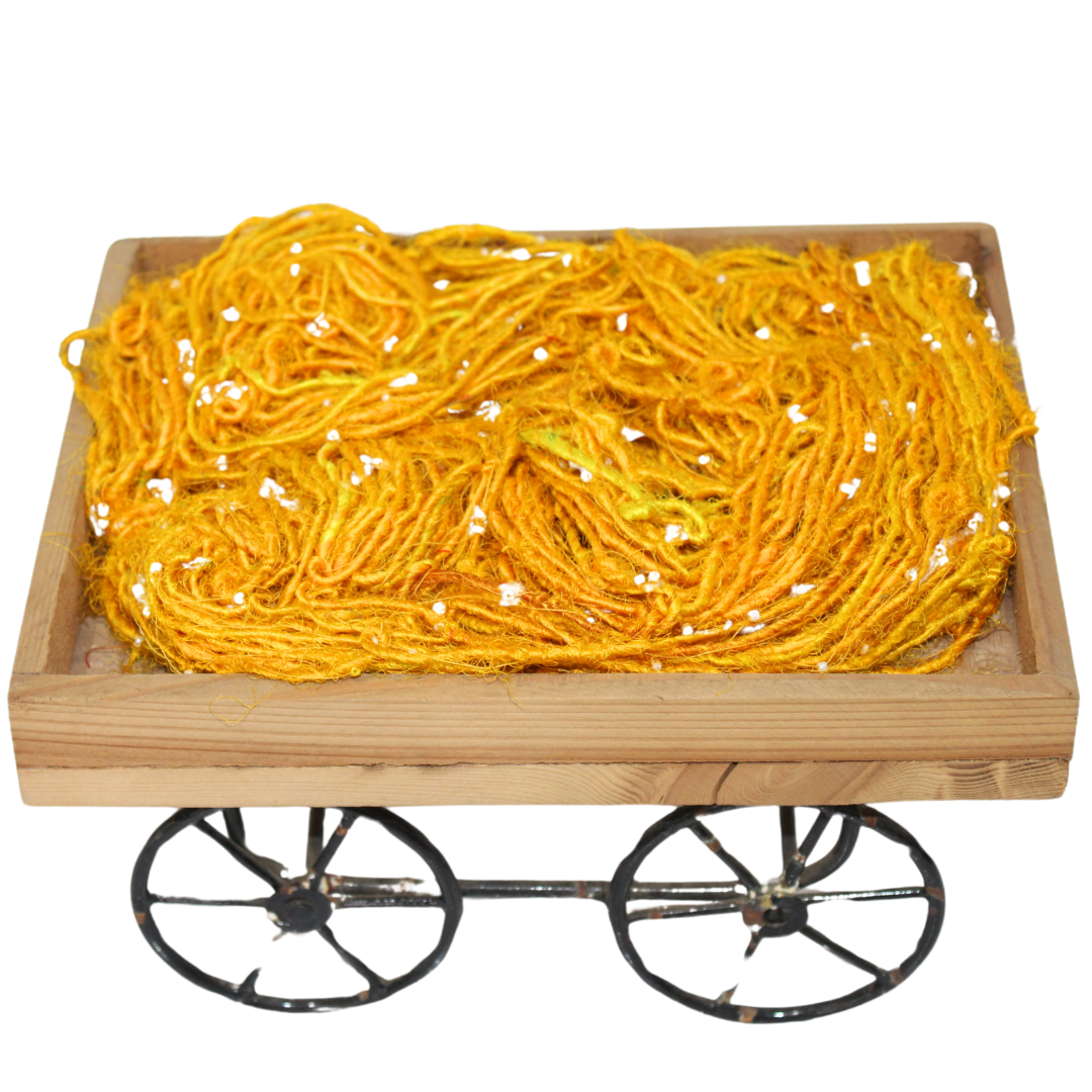 Knitsilk Recycled Sari Silk Beads Yarn – Yellow| 100g, 80+ Yards