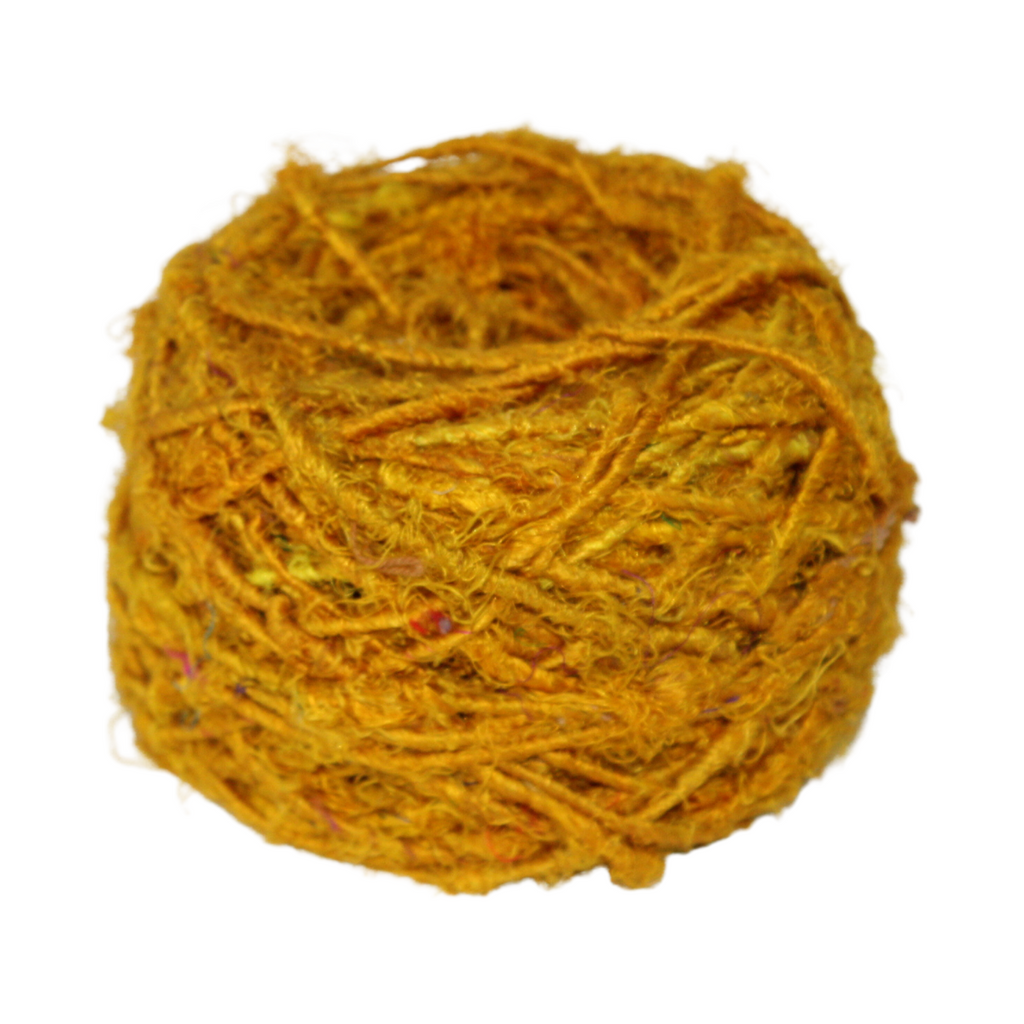 Knitsilk Recycled Sari Silk Yarn - Mustard | 85 Yards | 100g | 1 Gum Ball