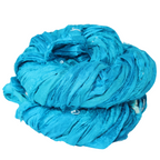 Knitsilk Recycled Sari Silk Ribbon Yarn – Super Bulky | Aqua blue | Crochet, Knitting, Embroidery & Jewelry Making | 100g / 30 Yards