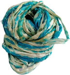 Knitsilk Recycled Shibori Sari Silk Ribbon Yarn – Super Bulky | Blue | Crochet, Knitting, Embroidery & Jewelry Making | 100g / 30 Yards