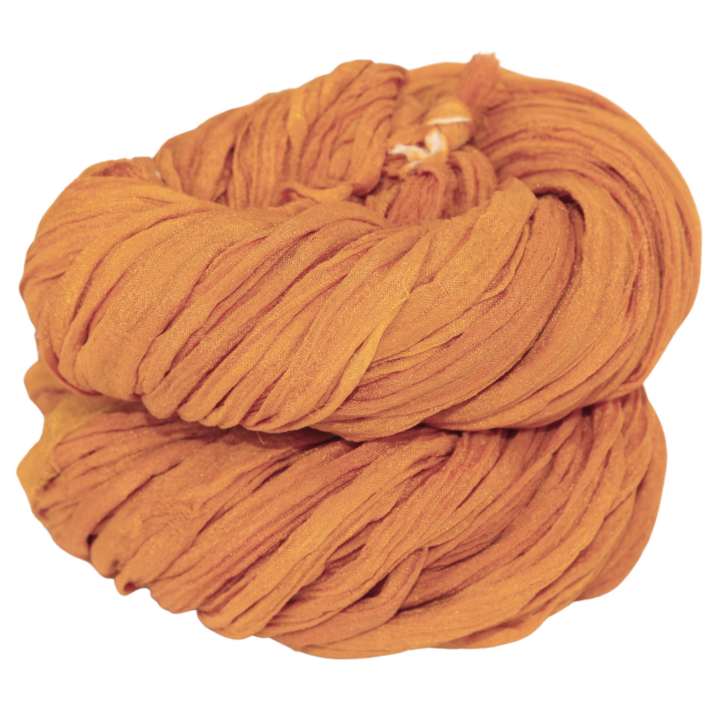 Knitsilk Super Bulky Hand-Dyed Chiffon Sari Silk Ribbon Yarn – Gold(27 Yards / 100g)