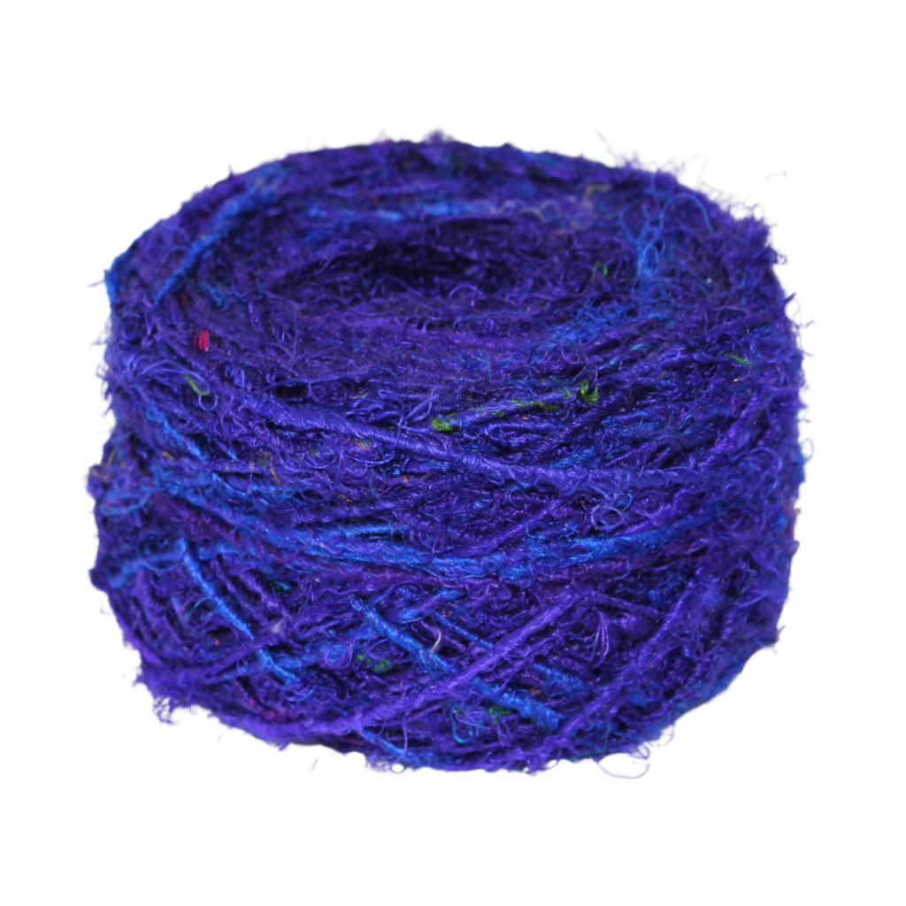 Knitsilk Recycled Sari Silk Yarn - Royal Blue | 85 Yards | 100g | 1 Gum Ball