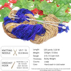 Knitsilk Handspun Recycled Sari Silk Yarn – Grey & Blue Combo | 100g x 2 | 50-70 Yards/Ball | Eco-Friendly Bulky Yarn for Knitting, Crocheting & Weaving
