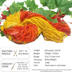 Knitsilk Handspun Recycled Sari Silk Yarn – Orange & Yellow Combo | 100g x 2 | 50-70 Yards/Ball | Eco-Friendly Bulky Yarn for Knitting, Crocheting & Weaving