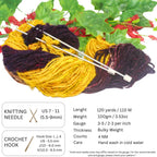 Knitsilk Handspun Recycled Sari Silk Yarn – Brown & Yellow Combo | 100g x 2 | 50-70 Yards/Ball | Eco-Friendly Bulky Yarn for Knitting, Crocheting & Weaving