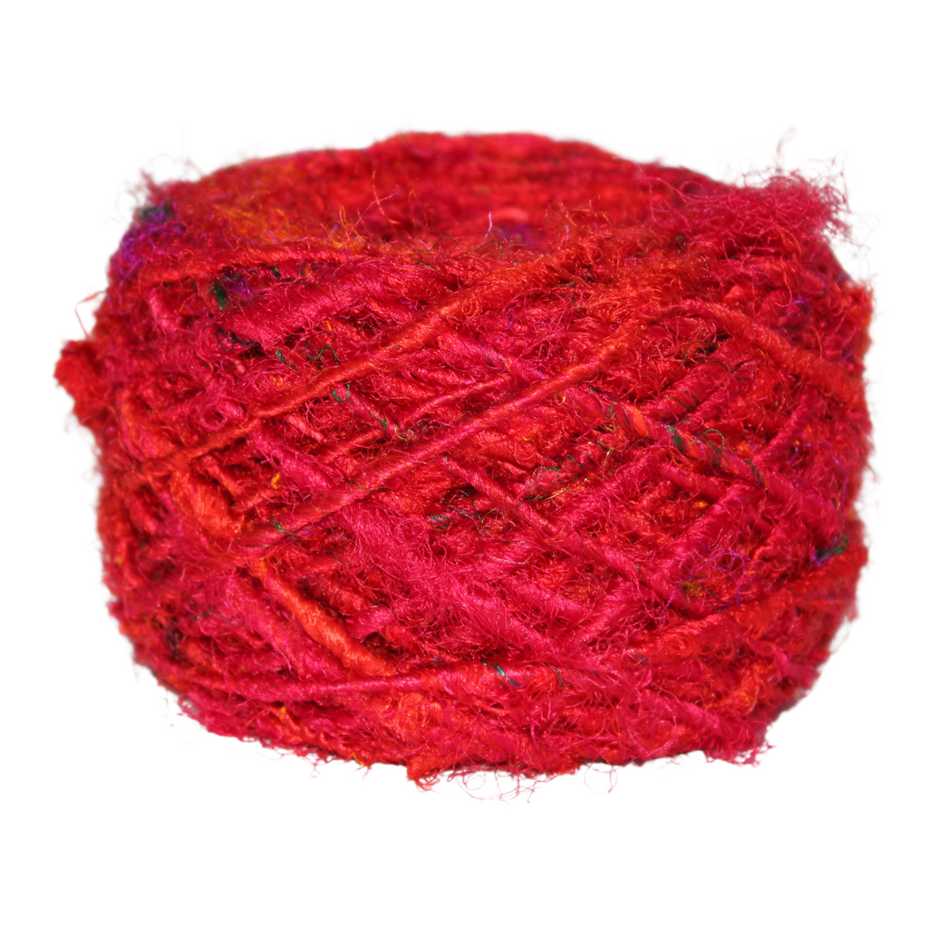 Knitsilk Recycled Sari Silk Yarn - Red| 85 Yards | 100g | 1 Gum Ball