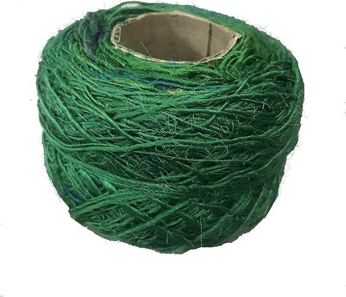 Knitsilk Premium Ball Recycled Sari Silk Yarn - Green - 100gm, 150yards