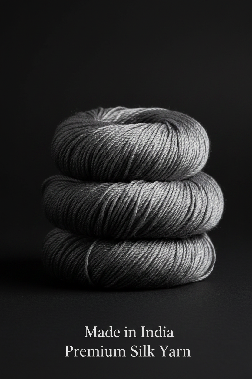 Knitsilk 3 Ply 100% Mulberry Silk Lace Weight Yarn | Perfect for Knitting, Crocheting & Weaving | Premium Quality Silk Yarn for Luxurious Projects (50g – 260 Yards, Grey)