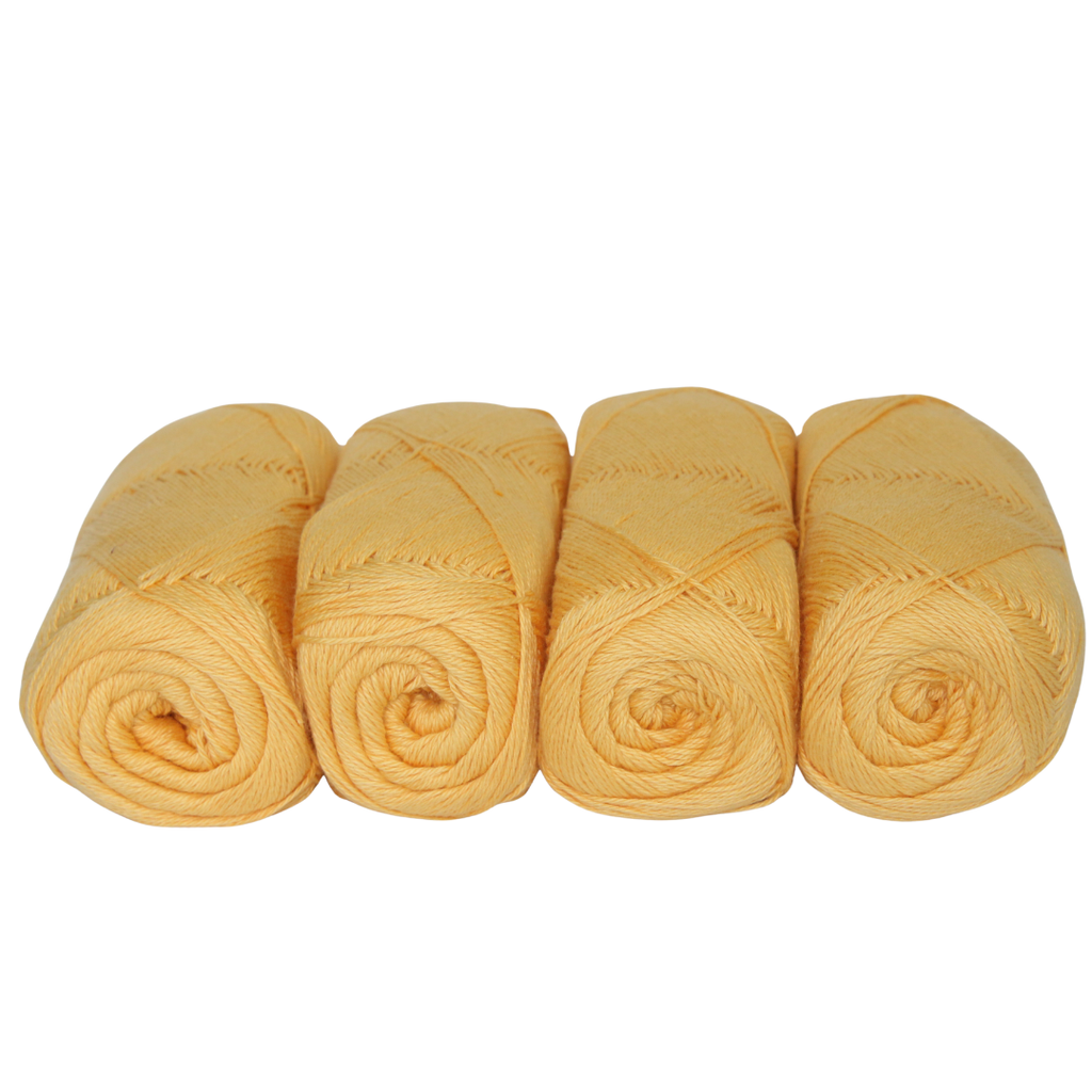 Knitsilk CottonMuse – 100% Gassed Mercerized Cotton Yarn| 4 x 75g (Total 1528 Yards), Soft, Matte Finish, Yellow| Premium Crochet Thread for Apparel & DIY Crafts | Pack of 4