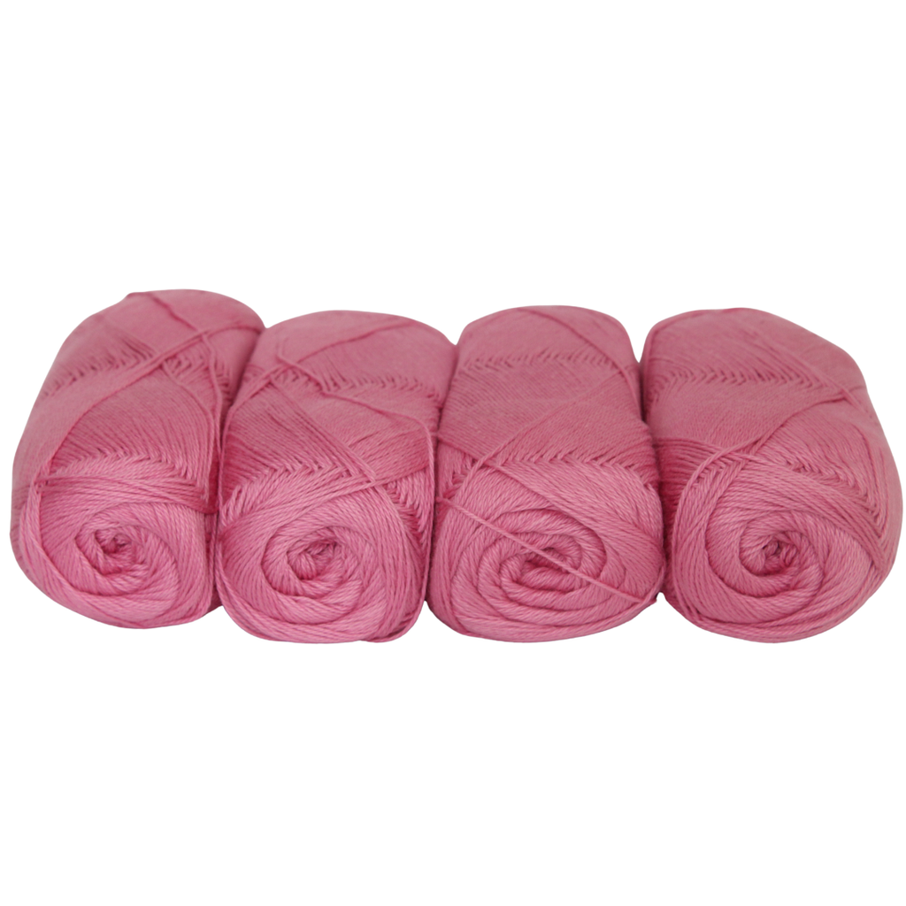 Knitsilk CottonMuse – 100% Gassed Mercerized Cotton Yarn| 4 x 75g (Total 1528 Yards), Soft, Matte Finish, Pink | Premium Crochet Thread for Apparel & DIY Crafts | Pack of 4