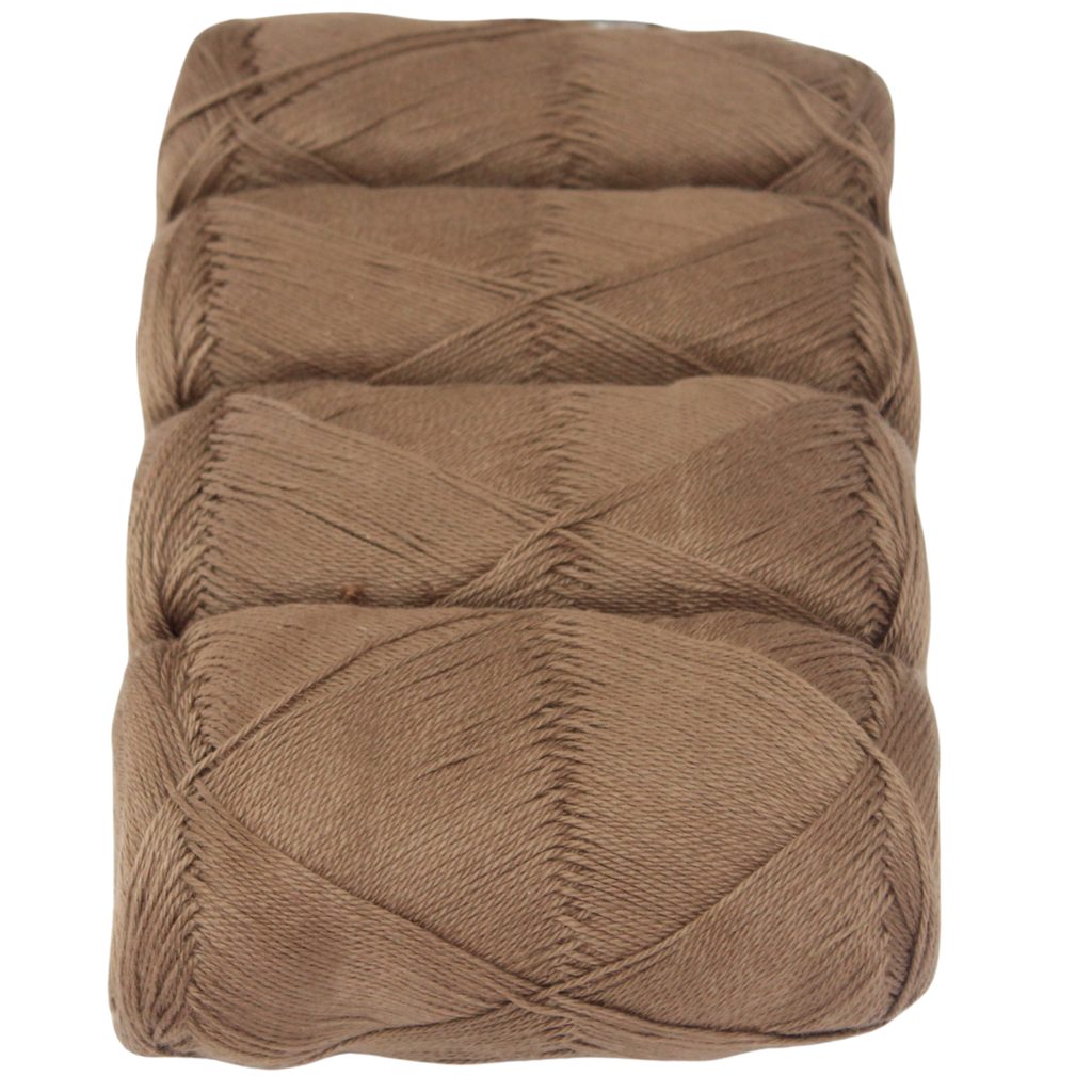 Knitsilk CottonMuse – 100% Gassed Mercerized Cotton Yarn| 4 x 75g (Total 1528 Yards), Soft, Matte Finish, Brown | Premium Crochet Thread for Apparel & DIY Crafts | Pack of 4
