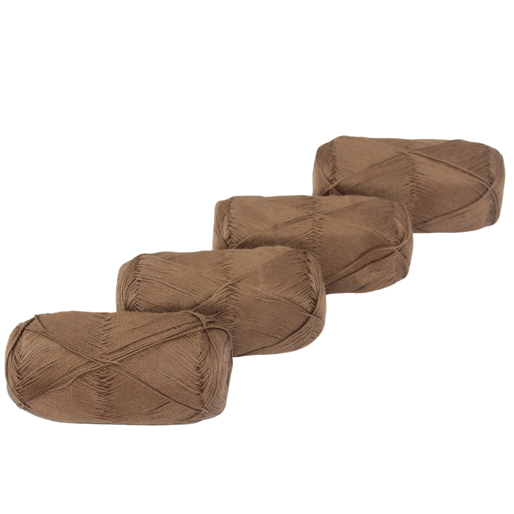 Knitsilk CottonMuse – 100% Gassed Mercerized Cotton Yarn| 4 x 75g (Total 1528 Yards), Soft, Matte Finish, Brown | Premium Crochet Thread for Apparel & DIY Crafts | Pack of 4