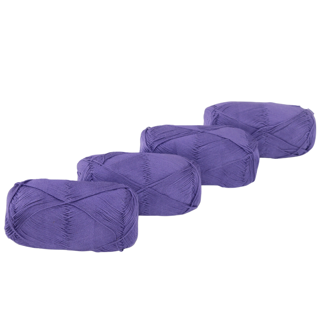 Knitsilk CottonMuse – 100% Gassed Mercerized Cotton Yarn| 4 x 75g (Total 1528 Yards), Soft, Matte Finish, Purple | Premium Crochet Thread for Apparel & DIY Crafts | Pack of 4