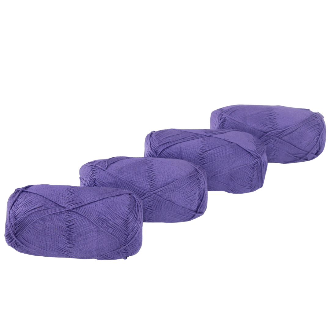 Knitsilk CottonMuse – 100% Gassed Mercerized Cotton Yarn| 4 x 75g (Total 1528 Yards), Soft, Matte Finish, Purple | Premium Crochet Thread for Apparel & DIY Crafts | Pack of 4