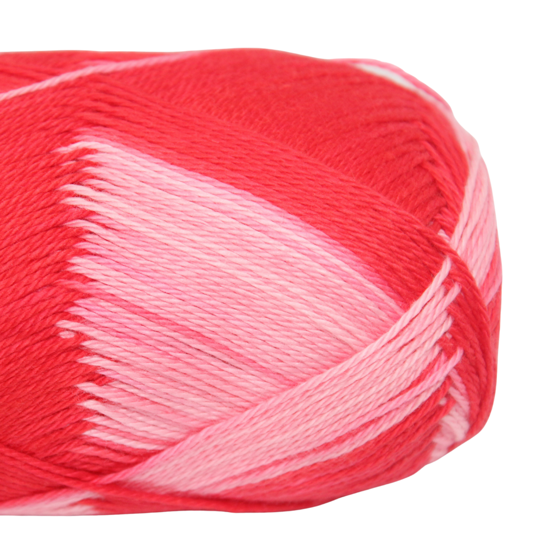 Knitsilk CottonMuse – 100% Gassed Mercerized Cotton Yarn| 4 x 75g (Total 1528 Yards), Soft, Matte Finish, Pink white | Premium Crochet Thread for Apparel & DIY Crafts | Pack of 4