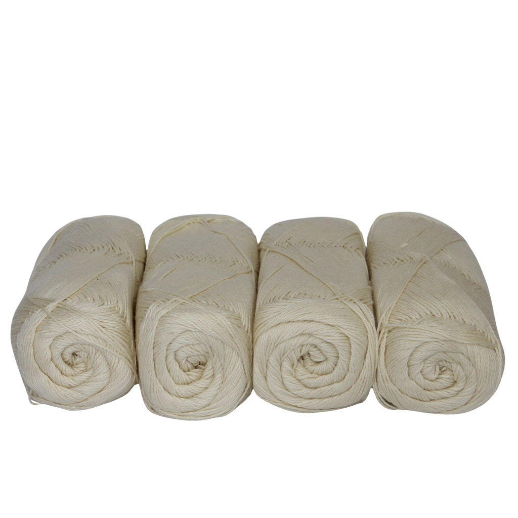 Knitsilk CottonMuse – 100% Gassed Mercerized Cotton Yarn| 4 x 75g (Total 1528 Yards), Soft, Matte Finish, Cream | Premium Crochet Thread for Apparel & DIY Crafts | Pack of 4