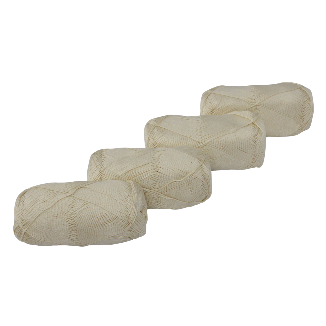 Knitsilk CottonMuse – 100% Gassed Mercerized Cotton Yarn| 4 x 75g (Total 1528 Yards), Soft, Matte Finish, Cream | Premium Crochet Thread for Apparel & DIY Crafts | Pack of 4
