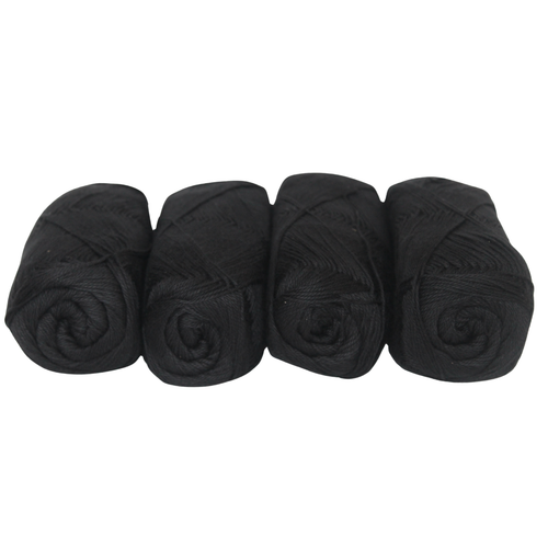 CottonMuse Mercerized Cotton Yarn Black – 75g, 1528 Yards