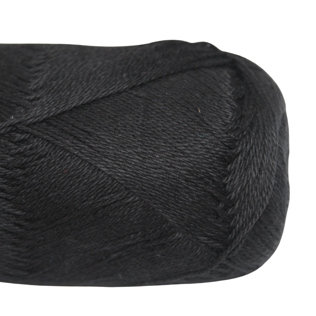 Knitsilk CottonMuse – 100% Gassed Mercerized Cotton Yarn| 4 x 75g (Total 1528 Yards), Soft, Matte Finish, Black | Premium Crochet Thread for Apparel & DIY Crafts | Pack of 4