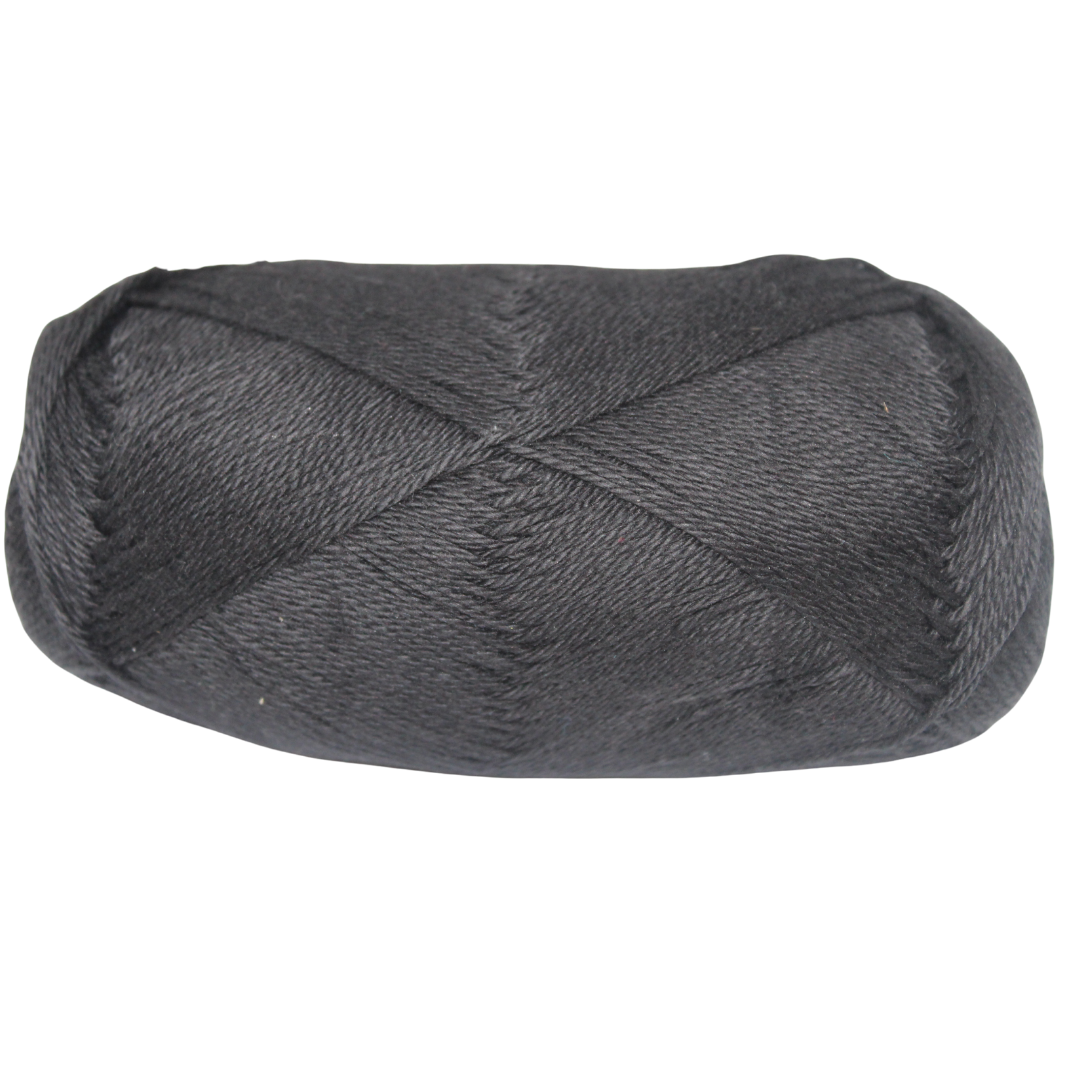 Knitsilk CottonMuse – 100% Gassed Mercerized Cotton Yarn| 4 x 75g (Total 1528 Yards), Soft, Matte Finish, Black | Premium Crochet Thread for Apparel & DIY Crafts | Pack of 4