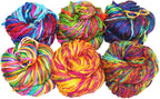Knitsilk Kohinoor Premium Recycled Sari Silk Yarn - Unique Multicolor 100 Grams | 120+ Yards | Knit, Crochet, Weave, Crafts
