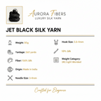Knitsilk 3 Ply 100% Mulberry Silk Lace Weight Yarn | Perfect for Knitting, Crocheting & Weaving | Premium Quality Silk Yarn for Luxurious Projects (50g – 260 Yards, Black)