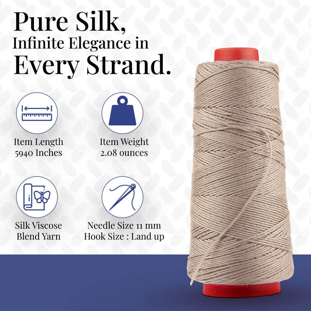 Knitsilk DK Silk Cotton Yarn | 2/60NM x 8 Ply | 180 Yards / 50g | Khaki | Soft, Lustrous, Premium Silk Cotton Blend for Knitting, Crochet & Crafting