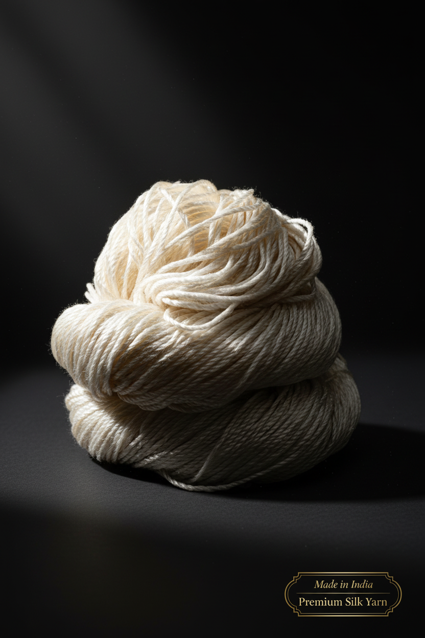 Knitsilk 3 Ply 100% Mulberry Silk Lace Weight Yarn | Perfect for Knitting, Crocheting & Weaving | Premium Quality Silk Yarn for Luxurious Projects (50g – 260 Yards, Sacred White)