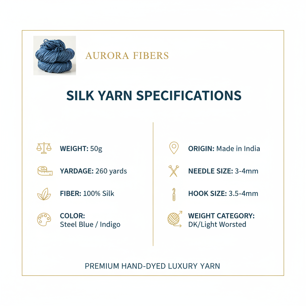 Knitsilk 3 Ply 100% Mulberry Silk Lace Weight Yarn | Perfect for Knitting, Crocheting & Weaving | Premium Quality Silk Yarn for Luxurious Projects (50g – 260 Yards, Twilight blue))