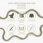 Knitsilk 3 Ply 100% Mulberry Silk Lace Weight Yarn | Perfect for Knitting, Crocheting & Weaving | Premium Quality Silk Yarn for Luxurious Projects (50g – 260 Yards, Olive)