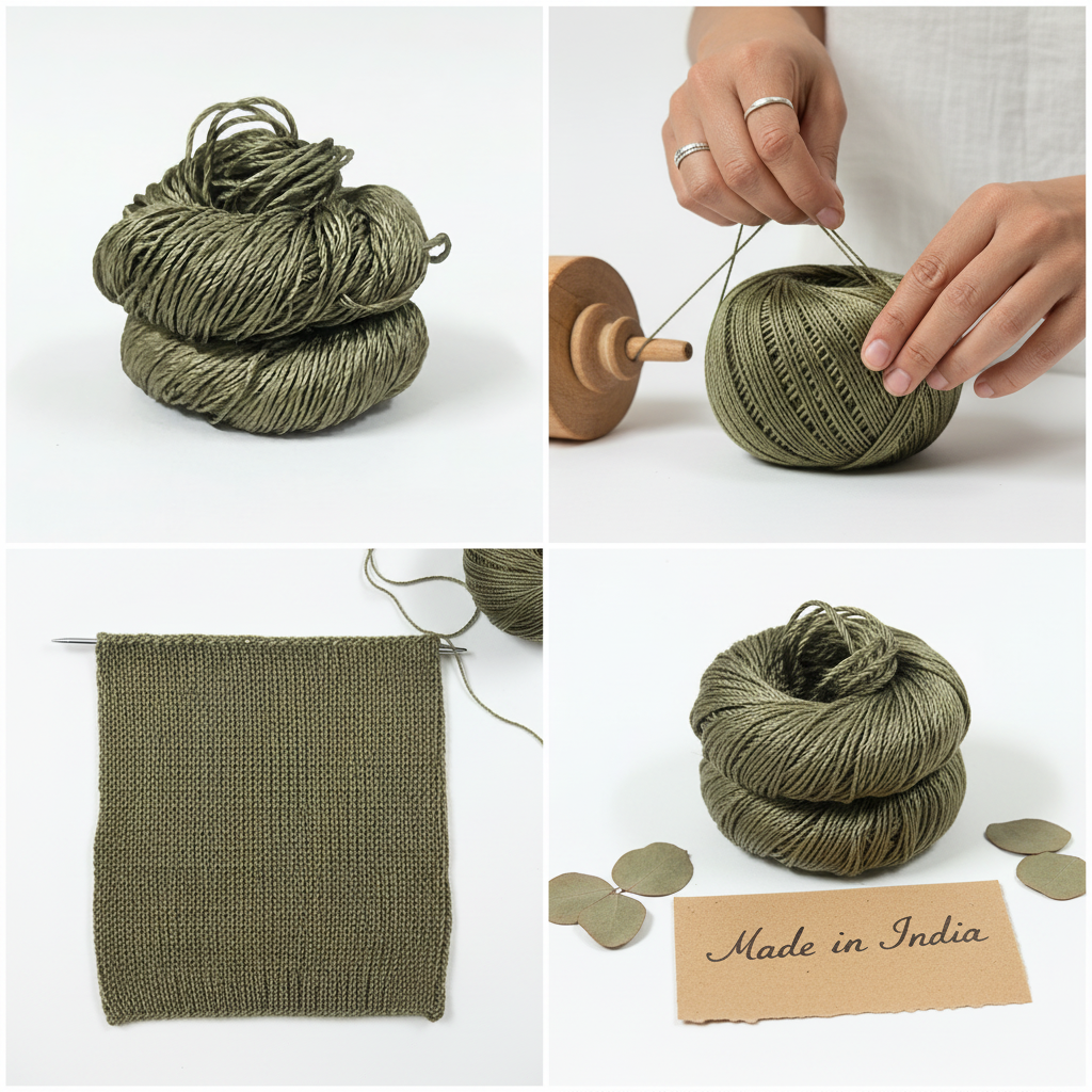 Knitsilk 3 Ply 100% Mulberry Silk Lace Weight Yarn | Perfect for Knitting, Crocheting & Weaving | Premium Quality Silk Yarn for Luxurious Projects (50g – 260 Yards, Olive)