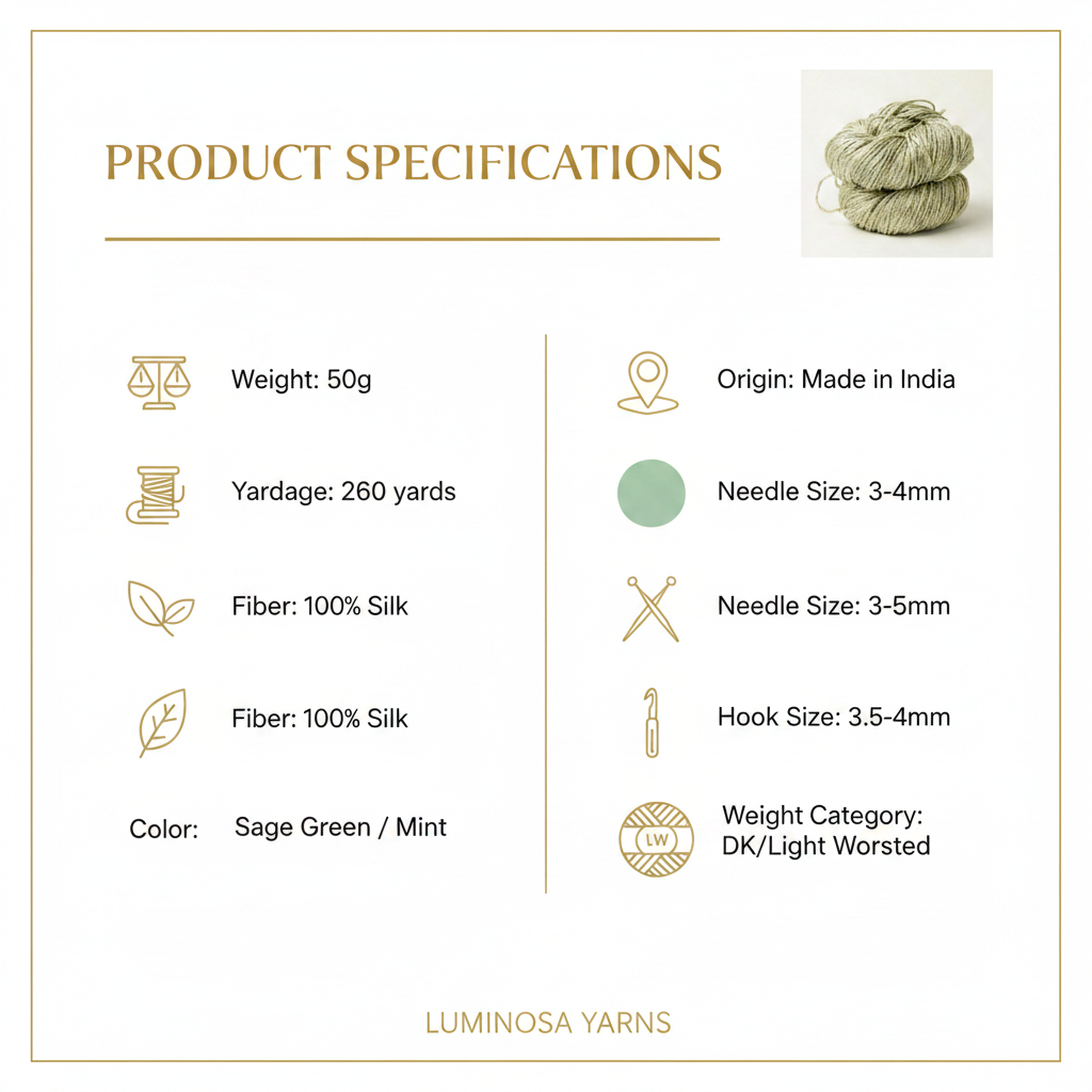 Knitsilk 3 Ply 100% Mulberry Silk Lace Weight Yarn | Perfect for Knitting, Crocheting & Weaving | Premium Quality Silk Yarn for Luxurious Projects (50g – 260 Yards, Butterscotch)