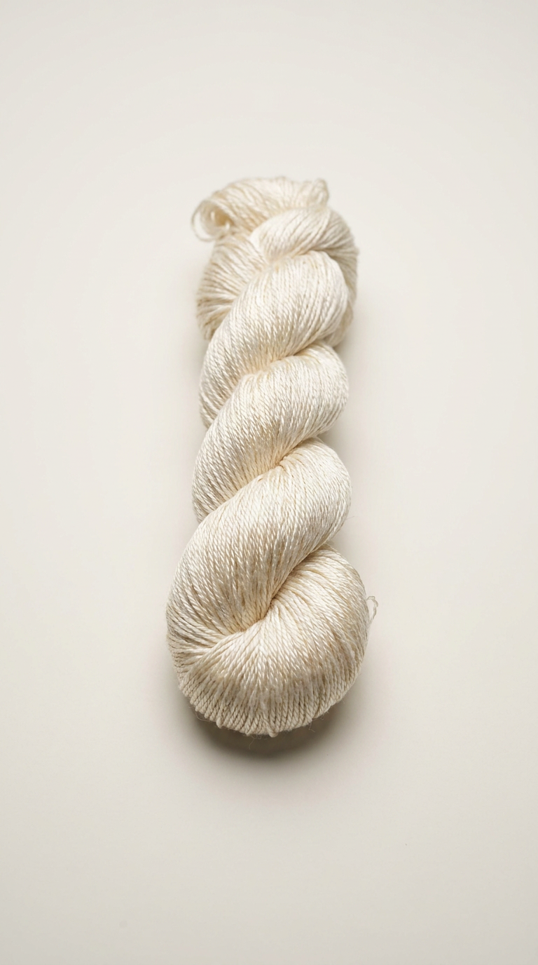 Knitsilk 3 Ply 100% Mulberry Silk Lace Weight Yarn | Perfect for Knitting, Crocheting & Weaving | Premium Quality Silk Yarn for Luxurious Projects (50g – 260 Yards, Ivory)