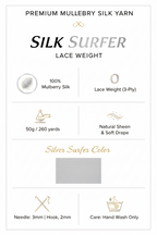 Knitsilk 3 Ply 100% Mulberry Silk Lace Weight Yarn | Perfect for Knitting, Crocheting & Weaving | Premium Quality Silk Yarn for Luxurious Projects (50g – 260 Yards, Silver Surfer)