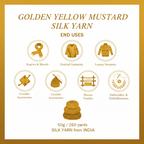 Knitsilk 3 Ply 100% Mulberry Silk Lace Weight Yarn | Perfect for Knitting, Crocheting & Weaving | Premium Quality Silk Yarn for Luxurious Projects (50g – 260 Yards, Golden mustard)