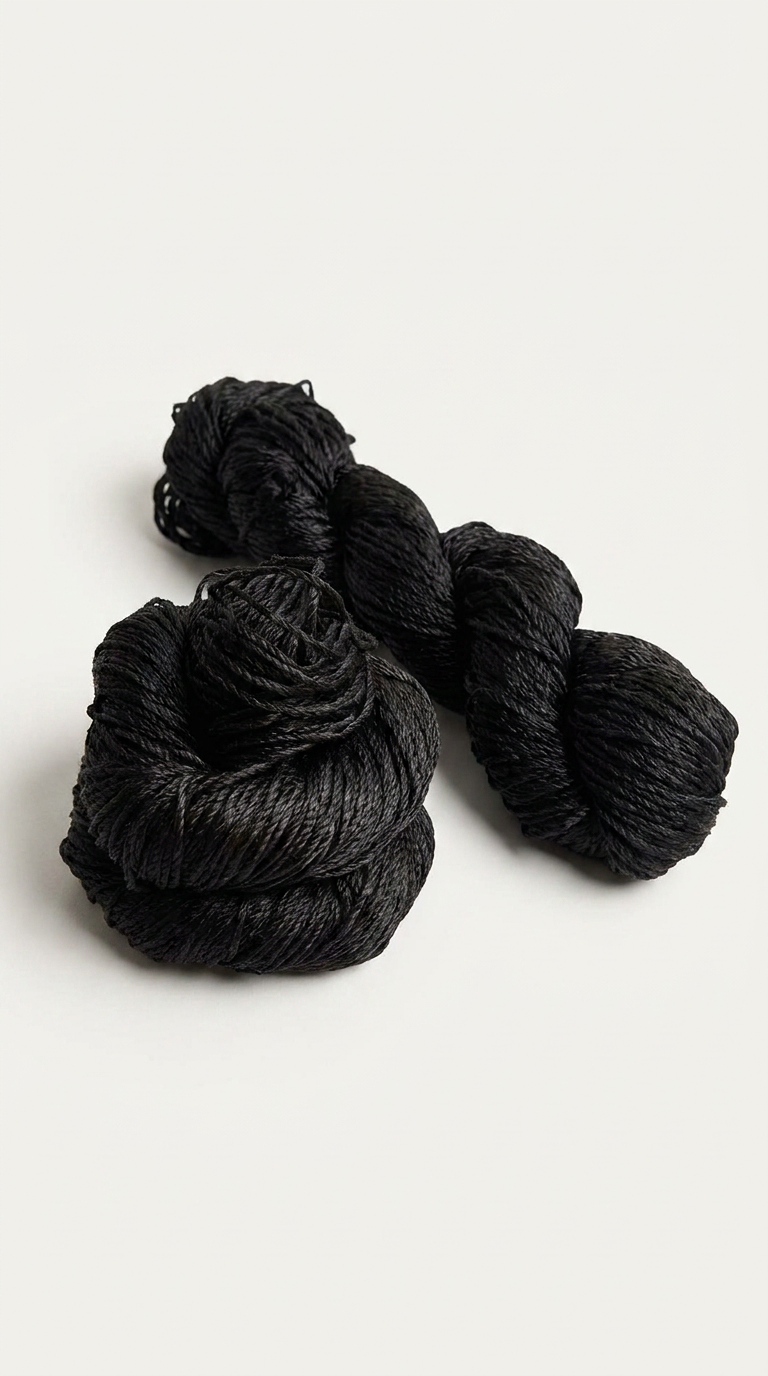 Knitsilk 3 Ply 100% Mulberry Silk Lace Weight Yarn | Perfect for Knitting, Crocheting & Weaving | Premium Quality Silk Yarn for Luxurious Projects (50g – 260 Yards, Black)