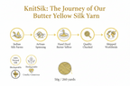 Knitsilk 3 Ply 100% Mulberry Silk Lace Weight Yarn | Perfect for Knitting, Crocheting & Weaving | Premium Quality Silk Yarn for Luxurious Projects (50g – 260 Yards, Pastel Yellow)