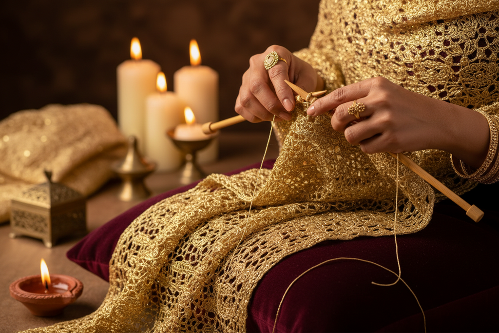Knitsilk 3 Ply 100% Mulberry Silk Lace Weight Yarn | Perfect for Knitting, Crocheting & Weaving | Premium Quality Silk Yarn for Luxurious Projects (50g – 260 Yards, Super gold)