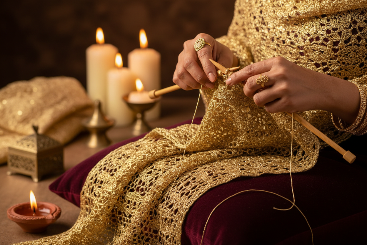 Knitsilk 3 Ply 100% Mulberry Silk Lace Weight Yarn | Perfect for Knitting, Crocheting & Weaving | Premium Quality Silk Yarn for Luxurious Projects (50g – 260 Yards, Super gold)