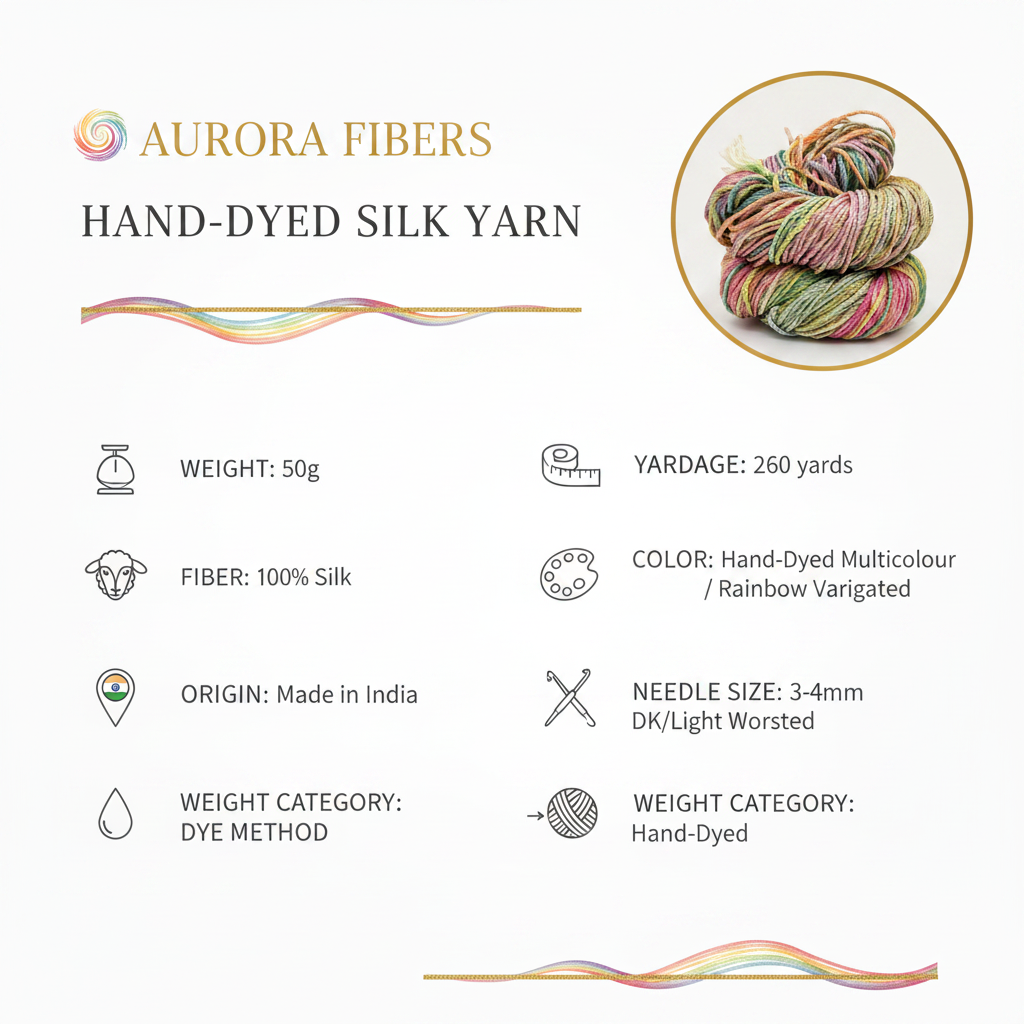 Knitsilk 3 Ply 100% Mulberry Silk Lace Weight Yarn | Perfect for Knitting, Crocheting & Weaving | Premium Quality Silk Yarn for Luxurious Projects (50g – 260 Yards, Sunflower)