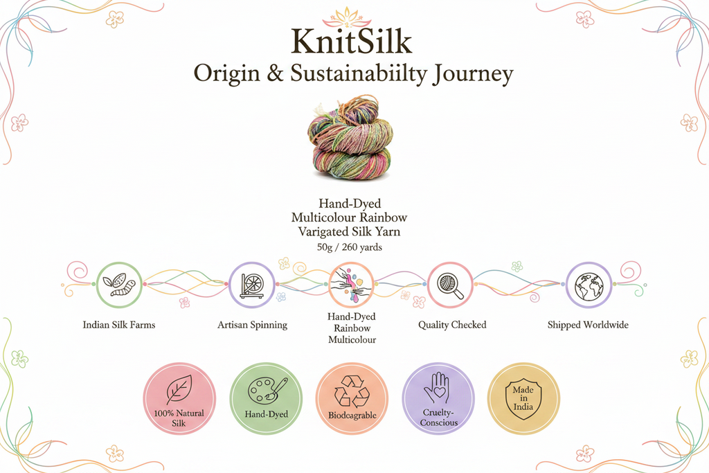 Knitsilk 3 Ply 100% Mulberry Silk Lace Weight Yarn | Perfect for Knitting, Crocheting & Weaving | Premium Quality Silk Yarn for Luxurious Projects (50g – 260 Yards, Sunflower)