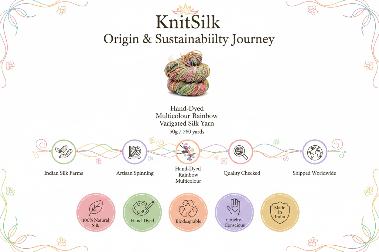 Knitsilk 3 Ply 100% Mulberry Silk Lace Weight Yarn | Perfect for Knitting, Crocheting & Weaving | Premium Quality Silk Yarn for Luxurious Projects (50g – 260 Yards, Sunflower)