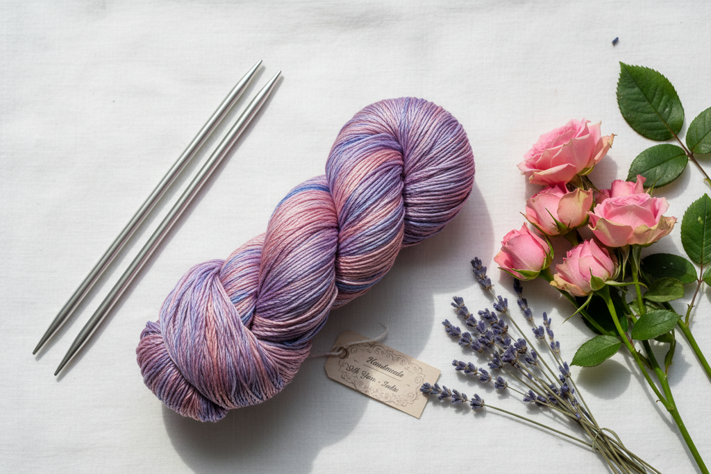 Knitsilk 3 Ply 100% Mulberry Silk Lace Weight Yarn | Perfect for Knitting, Crocheting & Weaving | Premium Quality Silk Yarn for Luxurious Projects (50g – 260 Yards, Orchids)