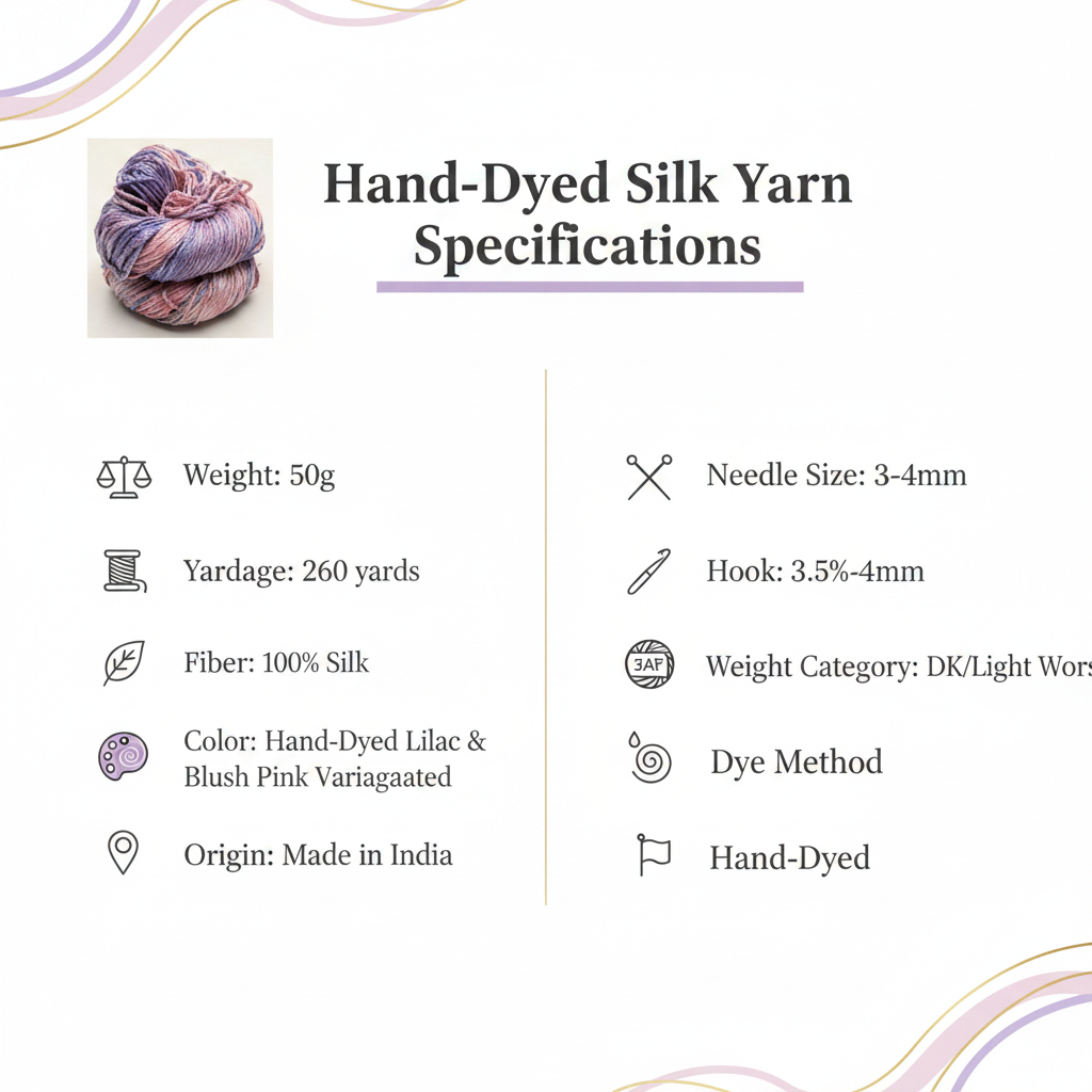 Knitsilk 3 Ply 100% Mulberry Silk Lace Weight Yarn | Perfect for Knitting, Crocheting & Weaving | Premium Quality Silk Yarn for Luxurious Projects (50g – 260 Yards, Orchids)
